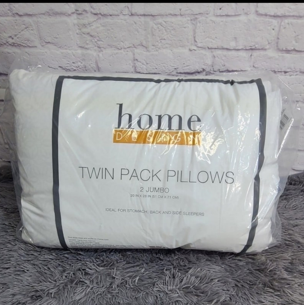 Home Design Twin Pack Jumbo White Pillows‎